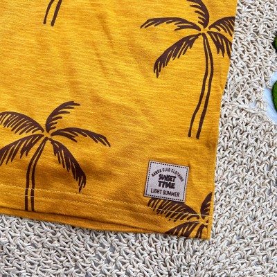 Conj. Camiseta Sunset Time e Bermuda - Mostarda e Jeans